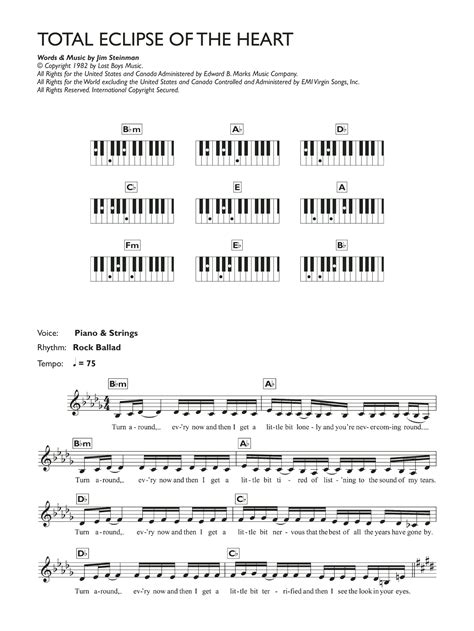 Total Eclipse of the Heart piano Chords and Lyrics .